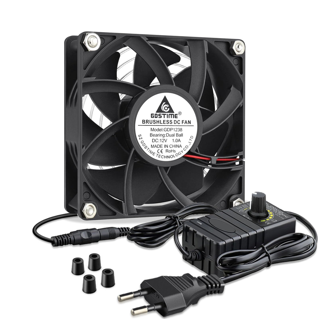 GDSTIME Lüfter 220v Lüfter 12V 120 x38mm Lüfter 230V mit AC Geschwindigkeit Kontrolle DC 3V -12V Küh
