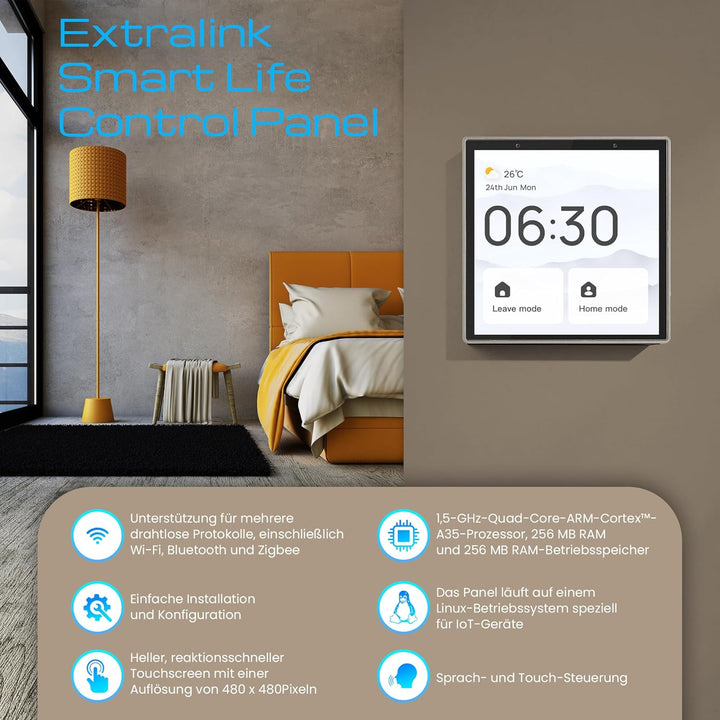 Extralink Smart Life Control Panel, Smart Home Panel, WiFi Smart Schalter, Bluetooth, Zigbee, Smarth