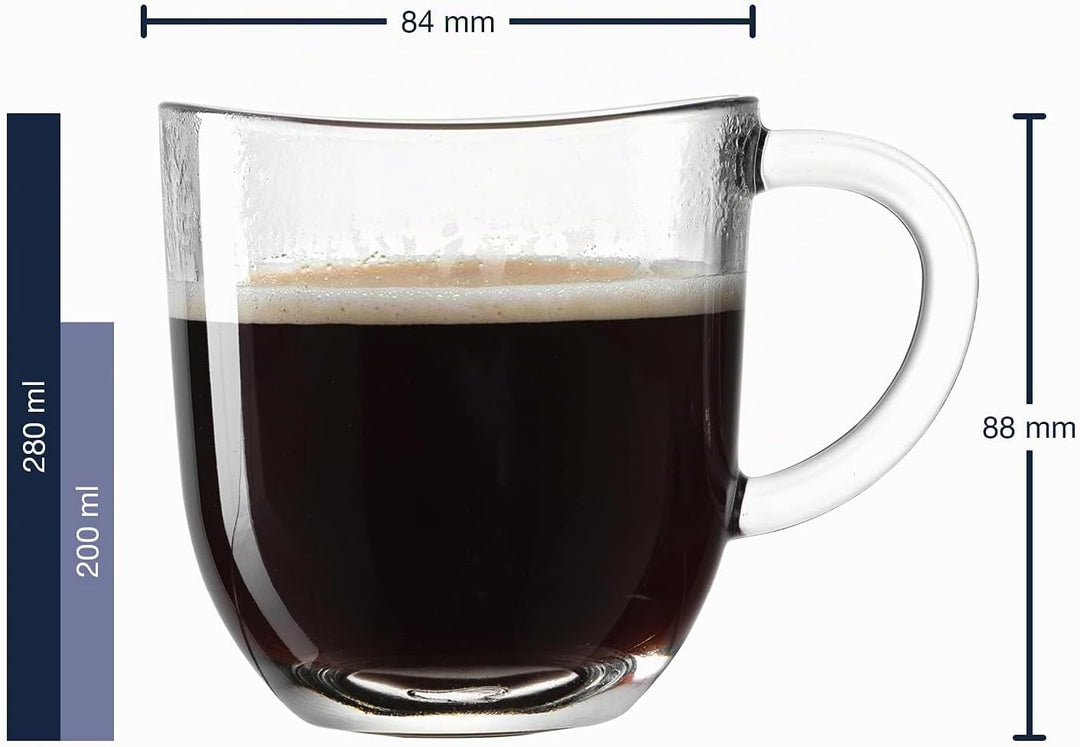 Leonardo Napoli Kaffee-Tassen 6er Set, spülmaschinengeeignete Kaffee-Becher, kleine Glas-Tasse mit H