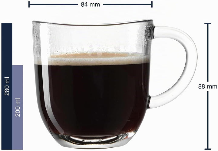 Leonardo Napoli Kaffee-Tassen 6er Set, spülmaschinengeeignete Kaffee-Becher, kleine Glas-Tasse mit H