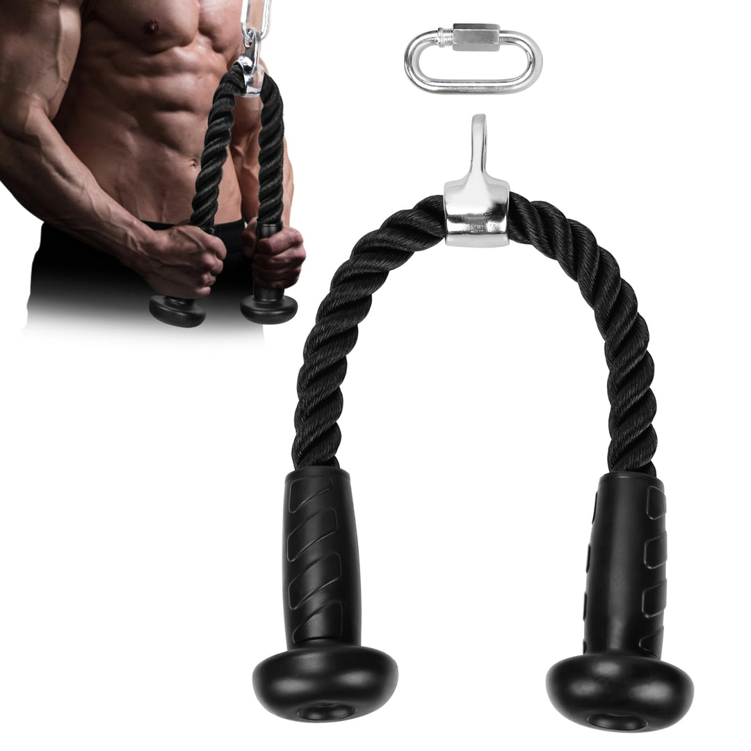Trizepsseil mit Rutschfesten Gummigriff Kraftstation Griffe Fitness Griff gedrehtes Seil Kraftstatio