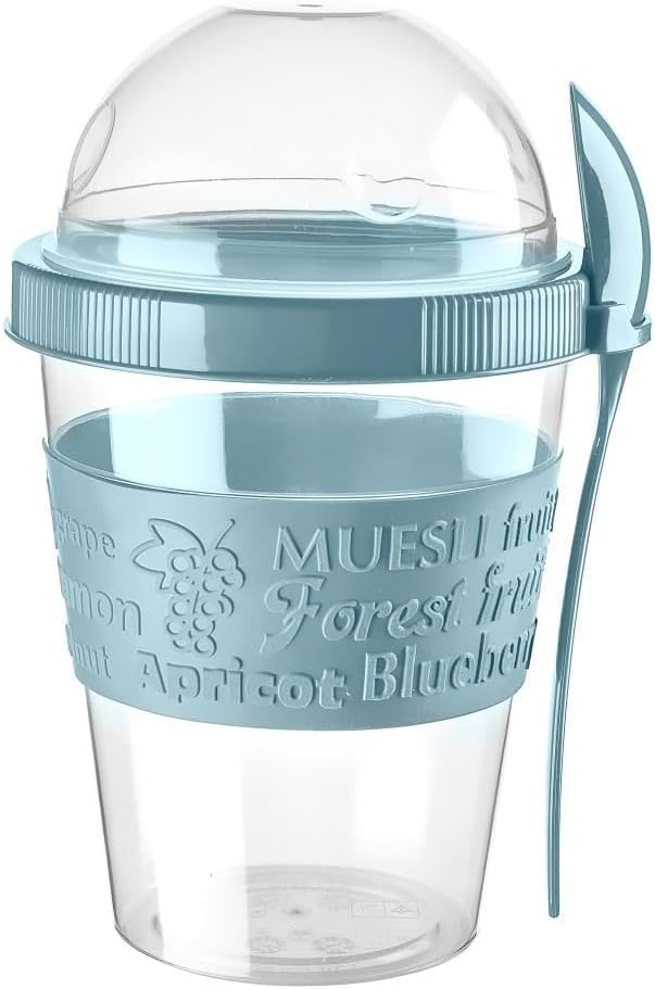 Generisch Müsli to Go Becher 4er Set – BPA-frei – Müslibecher mit Deckel & Löffel – Joghurtbecher, O