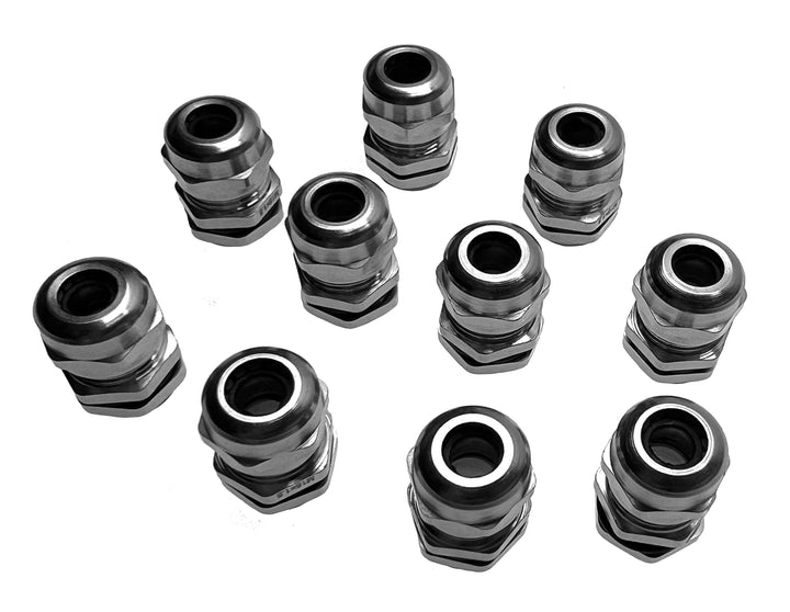 10 Stück M16 x 1.5 (MESSING-Metall) Kabelverschraubung/Kabeldurchführungen mit Gegenmutter für Kabel