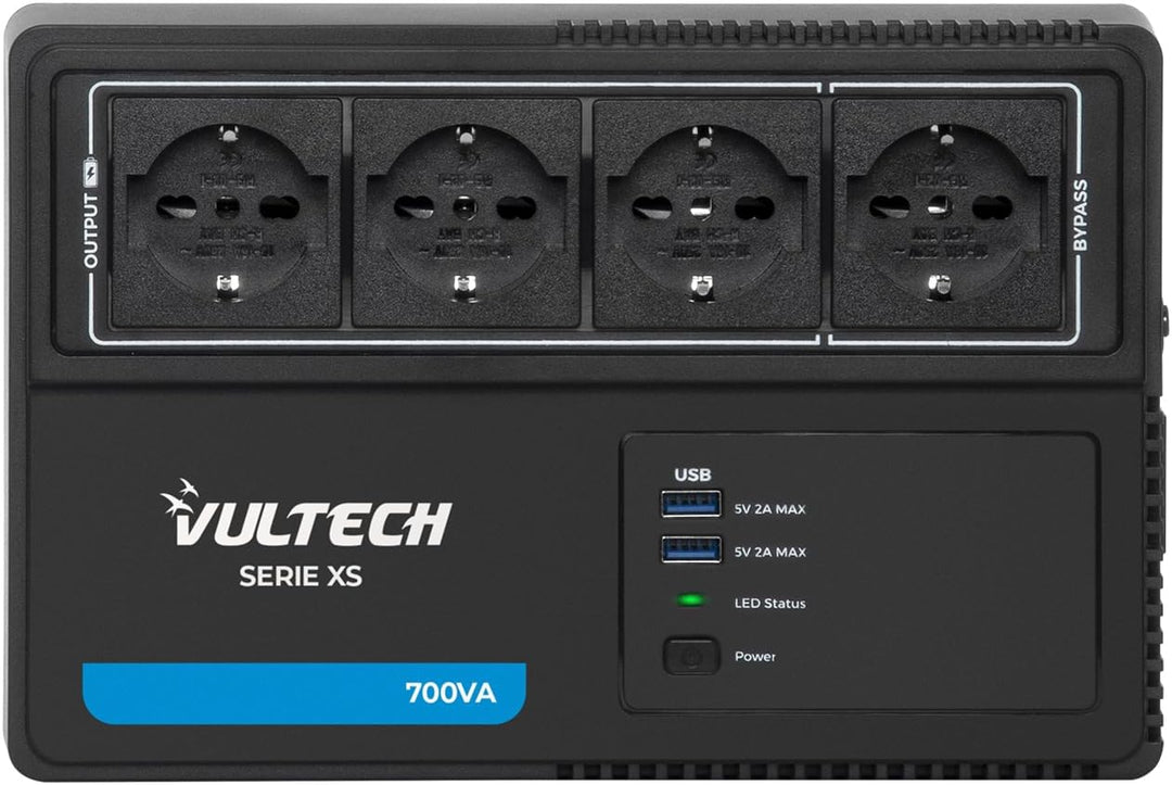 VulTech UPS700VA-XS UPS Steckdosenleiste 700VA/390WA, unterbrechungsfreie Stromversorgung, Line-Inte
