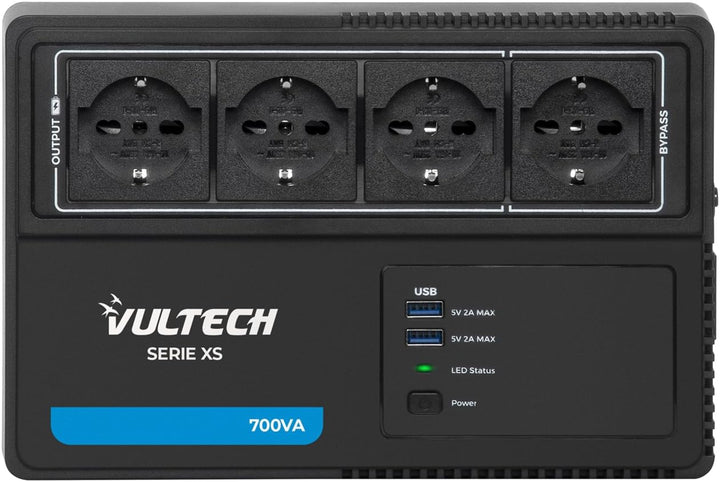 VulTech UPS700VA-XS UPS Steckdosenleiste 700VA/390WA, unterbrechungsfreie Stromversorgung, Line-Inte