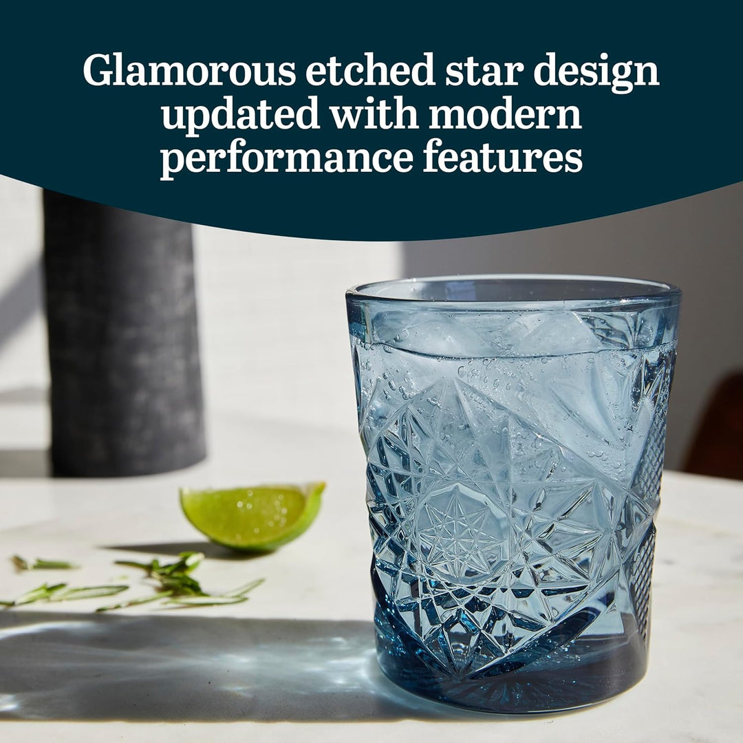 Libbey Hobstar Double Old Fashioned Gläser, 340 ml, Blau, 4 Stück, Blau