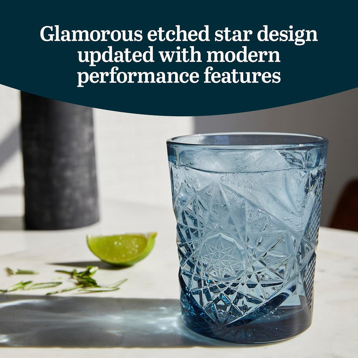 Libbey Hobstar Double Old Fashioned Gläser, 340 ml, Blau, 4 Stück, Blau