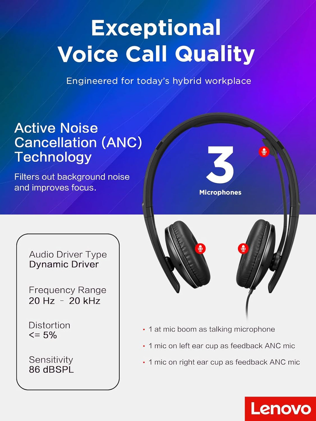 Lenovo Wired ANC Headset GEN2
