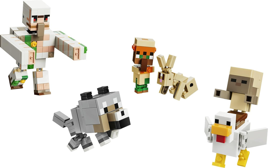 LEGO Minecraft Angriff des Hühnerreiters in der Wüste - Spielzeug mit 6 Figuren inkl. Eisengolem & B