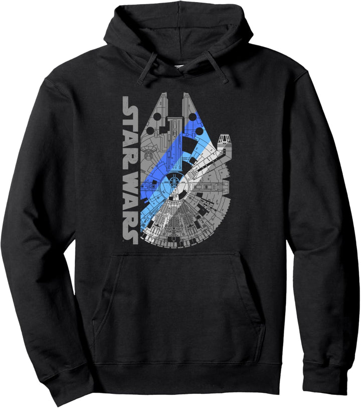Star Wars Millennium Falcon Blue Tones Striped Poster Pullover Hoodie