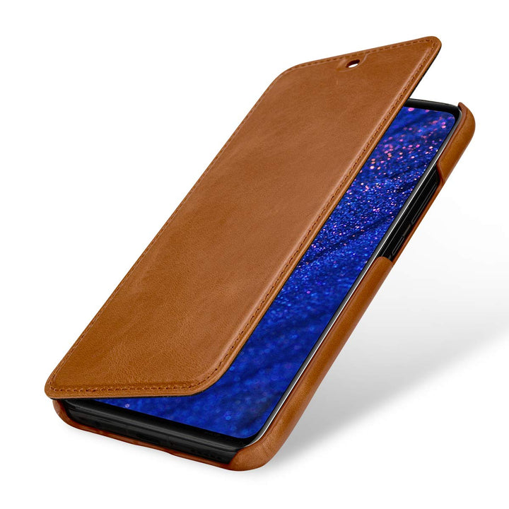 STILGUT Lederhülle für Huawei Mate 20 Lite Book Type, Cognac, cognac