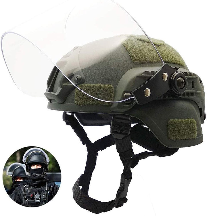 Tactical Area Airsoft Mich 2000 Quick Helm mit NVG Halterung und Schutzbrille. OD, OD