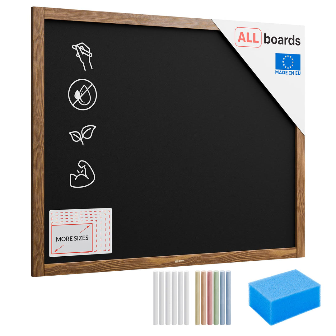 ALLboards Kreidetafel mit lackiertem Holzrahmen 100x80cm, Schwarz, Schreibtafel, Kreide 100x80cm Sch