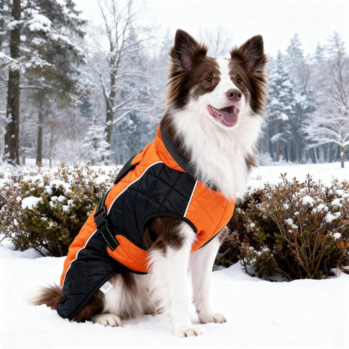 Hundemantel mit reflektierendem Design, Winddicht und wasserdicht, verdickter Kragen für Windschutz,