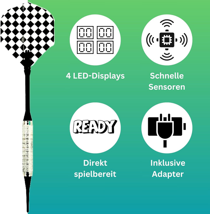 Best Sporting Dartscheibe elektronisch Coventry | Dartautomat mit 12 Dartpfeilen, Ersatzspitzen und