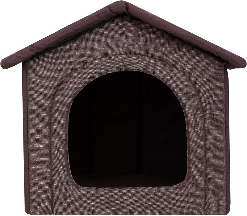 PillowPrim Hundehütte Hundehöhle Hundebett Hundehaus Katzenhöhle mittle L - 52x46 cm Dunkelbraun L -