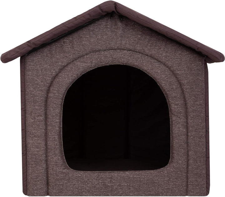 PillowPrim Hundehütte Hundehöhle Hundebett Hundehaus Katzenhöhle mittle M - 44x38 cm Dunkelbraun M -