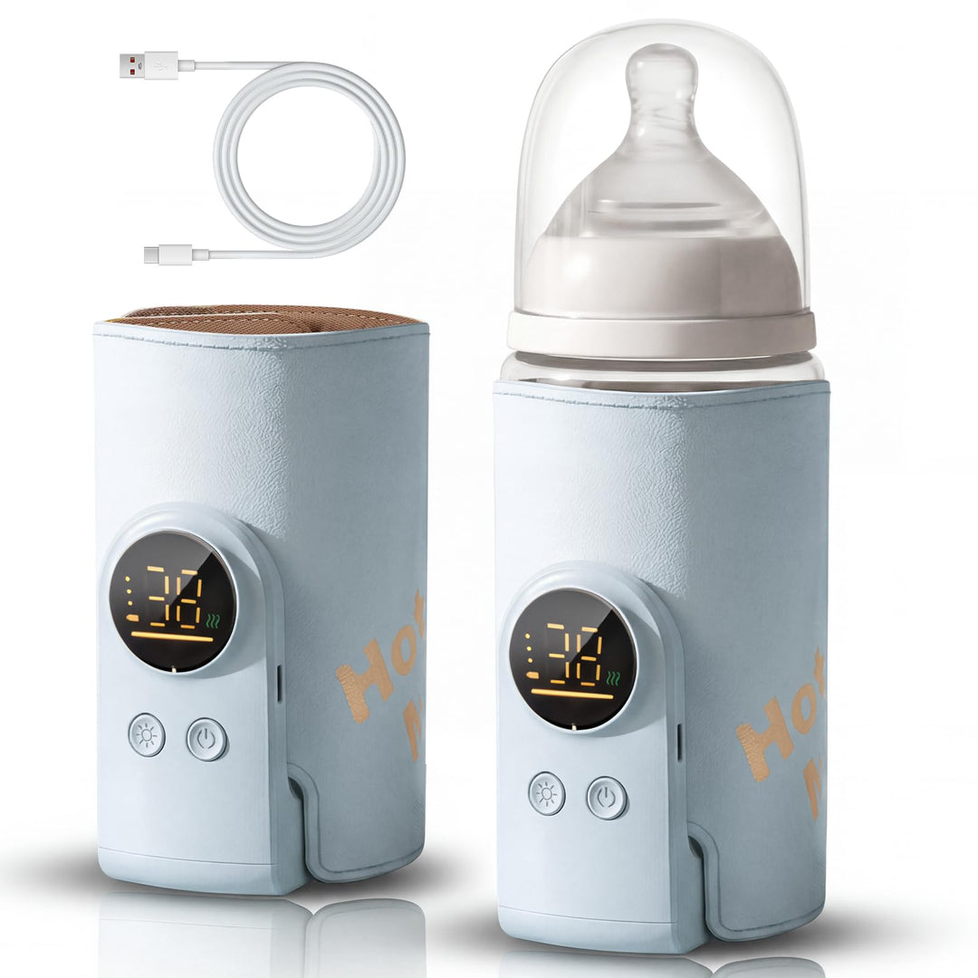 Drahtloses Milchwärmer, mit LED Temperaturdisplay 8000mAh Flaschenwärmer Baby Unterwegs 6 stufige Sc
