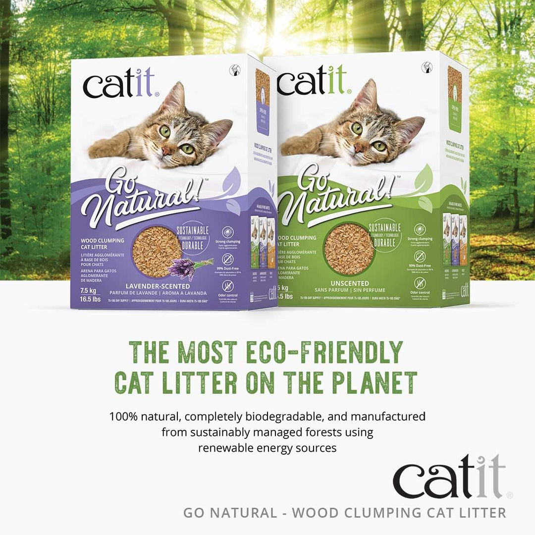 Go Natural! Klumpende nachhaltige Katzenstreu aus Holz mit Lavendelduft 7,5kg