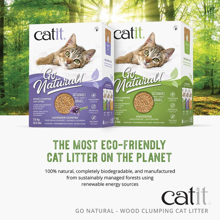 Go Natural! Klumpende nachhaltige Katzenstreu aus Holz mit Lavendelduft 7,5kg