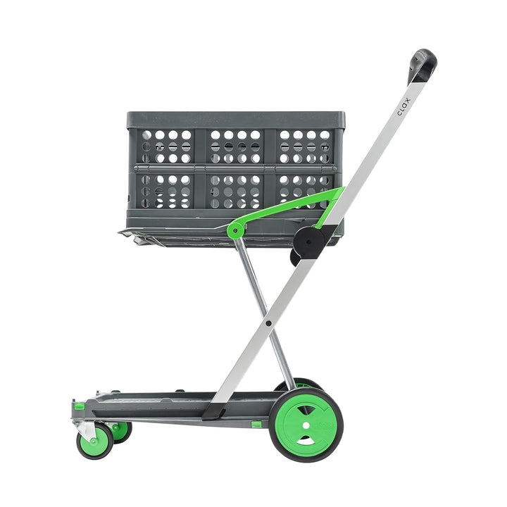 Clax® Trolley | Faltwagen | Etagenwagen | Kommissionierwagen | inkl. Klappbox | grün
