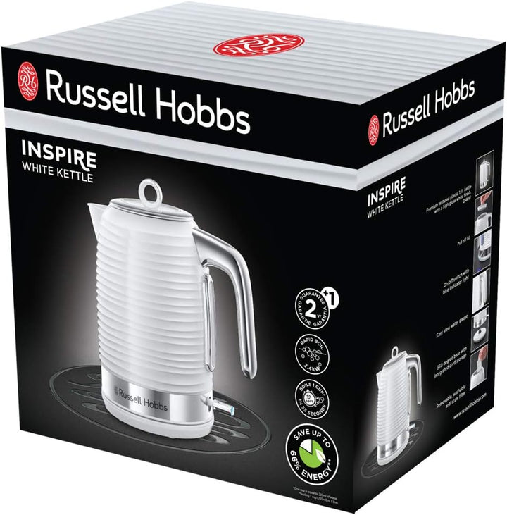 Russell Hobbs 24360-70 Wasserkocher Inspire White, 2400 Watt, 1.7l, Schnellkochfunktion, energiespar
