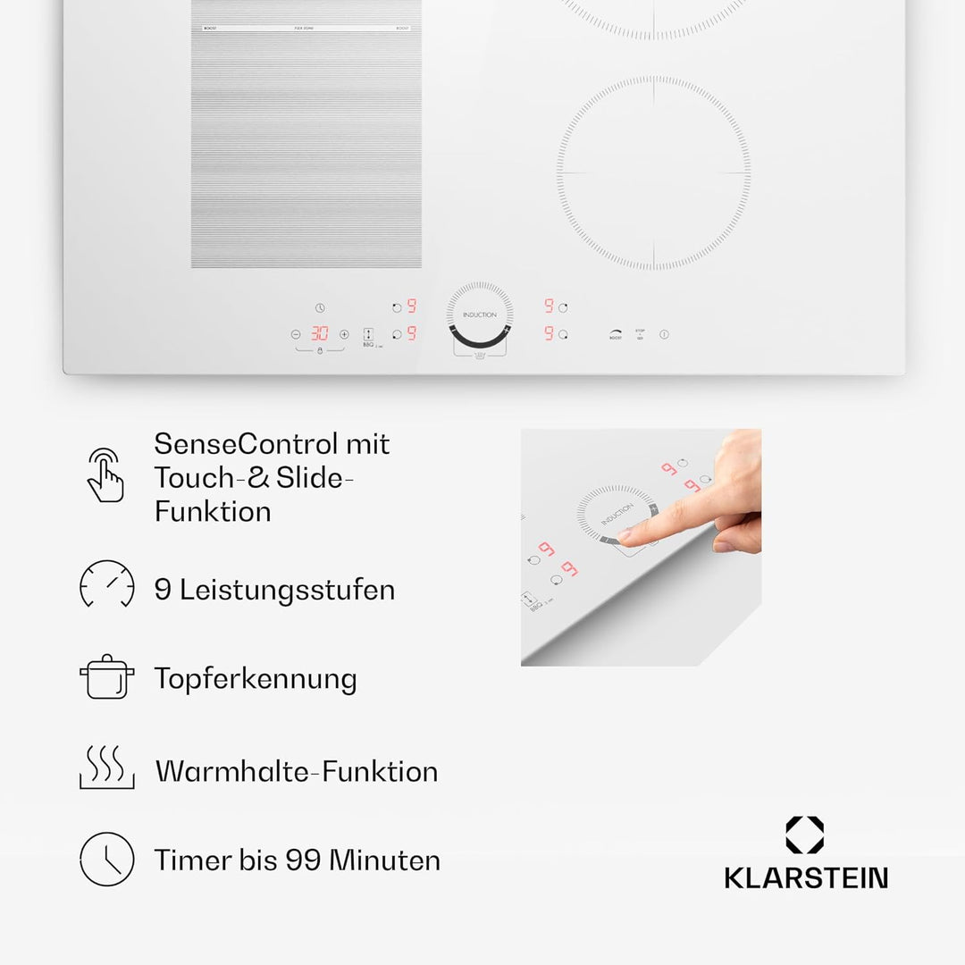Klarstein Induktionskochfeld, Glaskeramik Kochfeld, 7000W Induktionskochfeld mit 4 Platten, Einbau-I