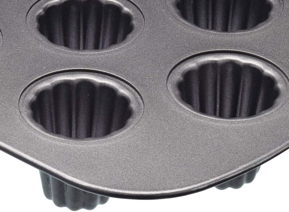 MASTERCLASS Antihaft-Canele-Backblech mit Mulden, Stahl, Grau, 32 x 22 x 5 cm