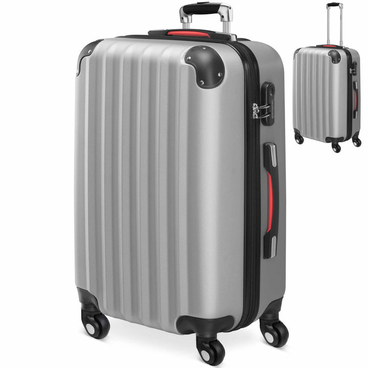 Monzana® Koffer Baseline Handgepäck ABS Hard Case Gehäuse gummierte Rollen Teleskopgriff Zahlenschlo