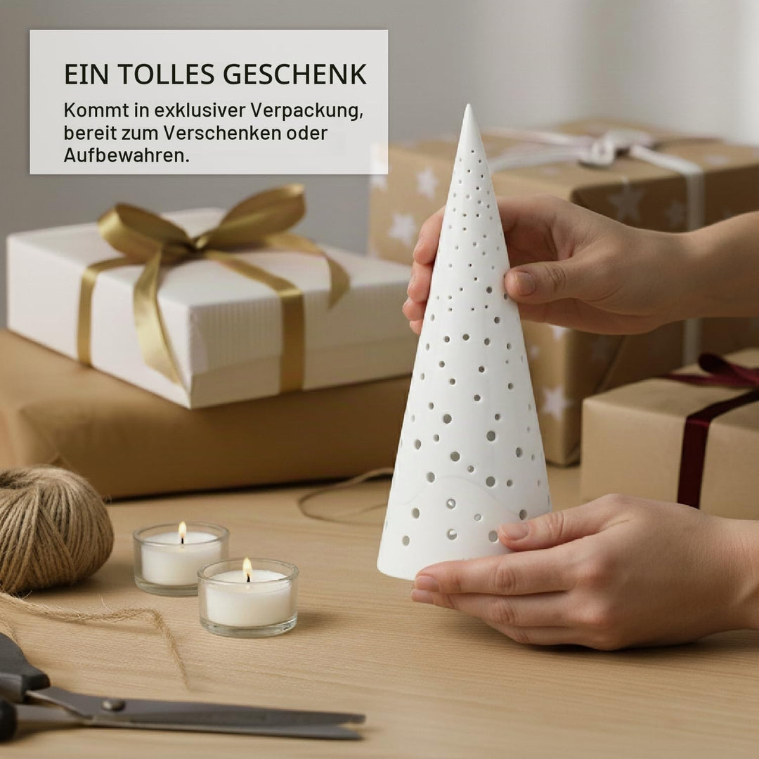 Kähler Teelichthalter hoch H25.5 cm Nobili Sammlerobjekt dänisches Design, Weiss 24,5 cm Schnee Weis