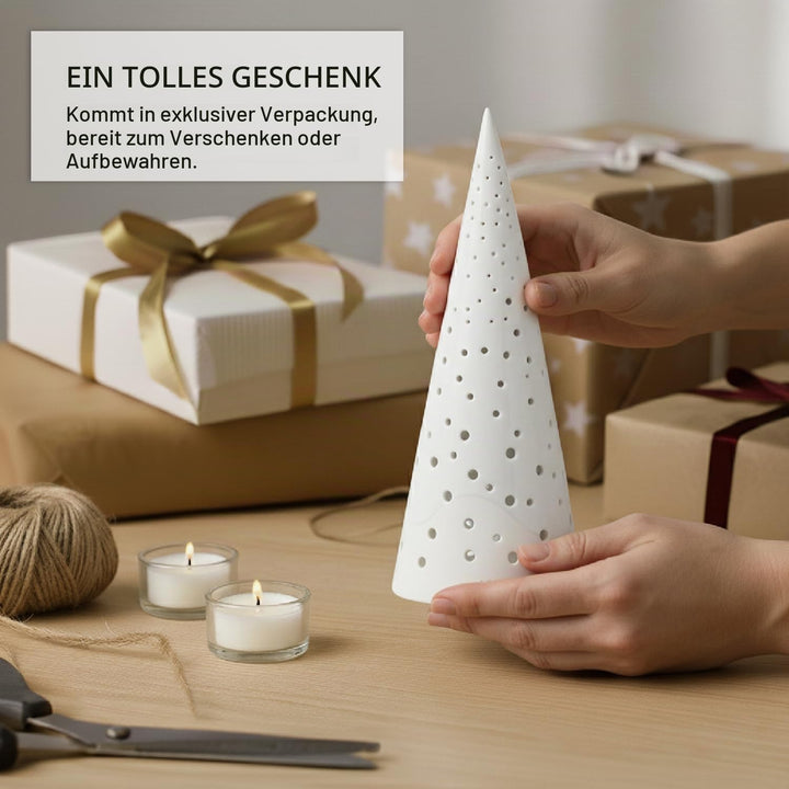 Kähler Teelichthalter hoch H25.5 cm Nobili Sammlerobjekt dänisches Design, Weiss 24,5 cm Schnee Weis