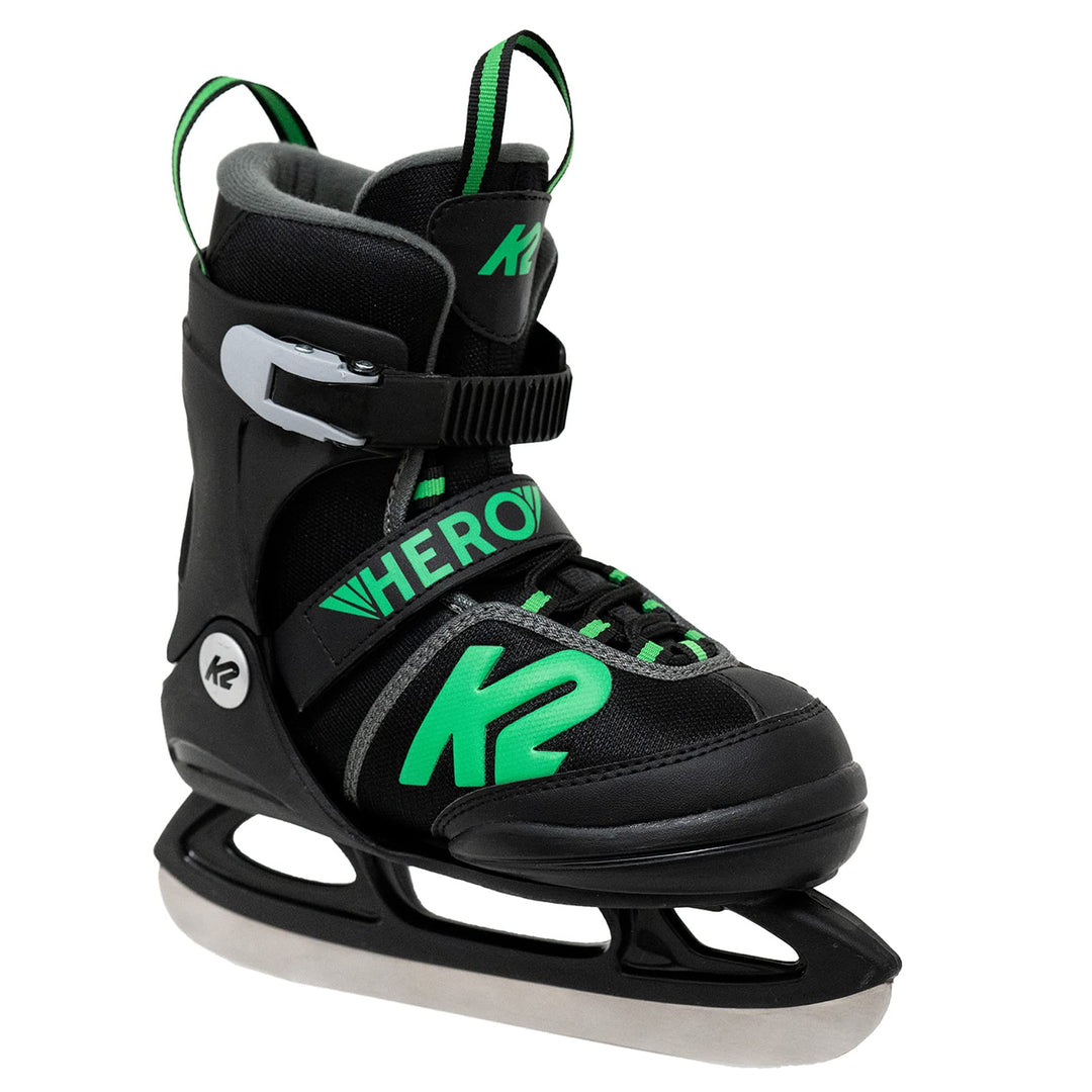 K2 Skates Jungen Schlittschuhe Hero Ice, black - green, 25D0601 XS (EU: 26-31 / UK: 7-11 / US: 8-12)