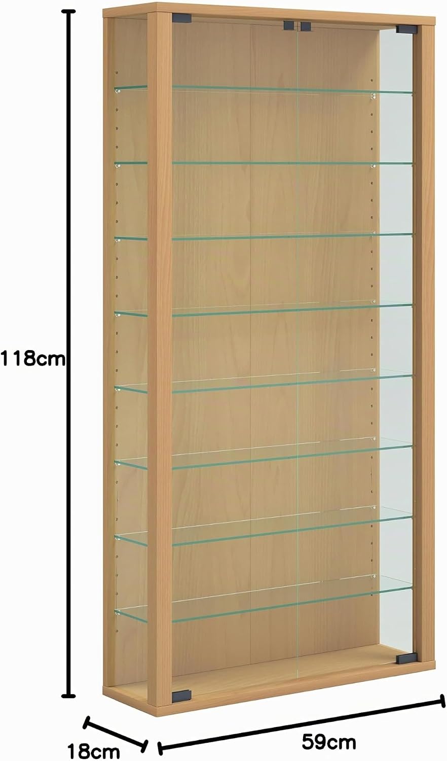 VCM Vitrine Wandvitrine Sammelvitrine Glasvitrine Regal Schrank Glas Hängevitrine ohne Beleuchtung B