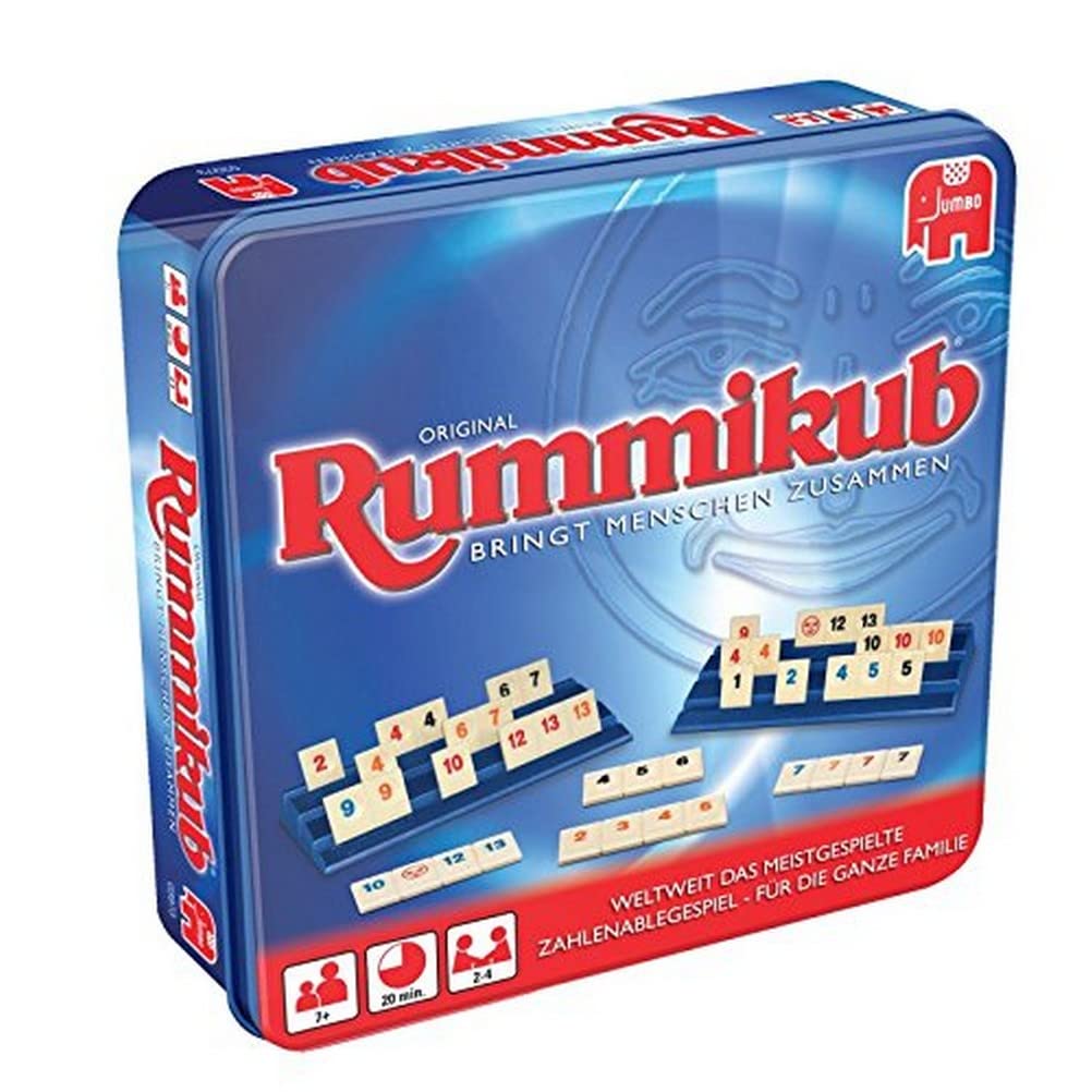 Jumbo Spiele 3973 Original Rummikub in Metalldose - der Spieleklassiker unter den Gesellschaftsspiel
