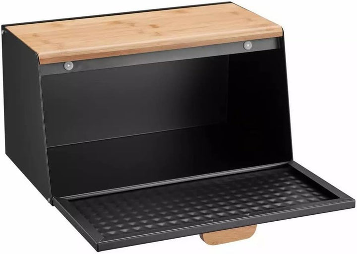 Brotkästen mit Deckel,Brotaufbewahrungsbox, Schneidebrett aus Bambus, Brotkasten aus Metall, Brot un