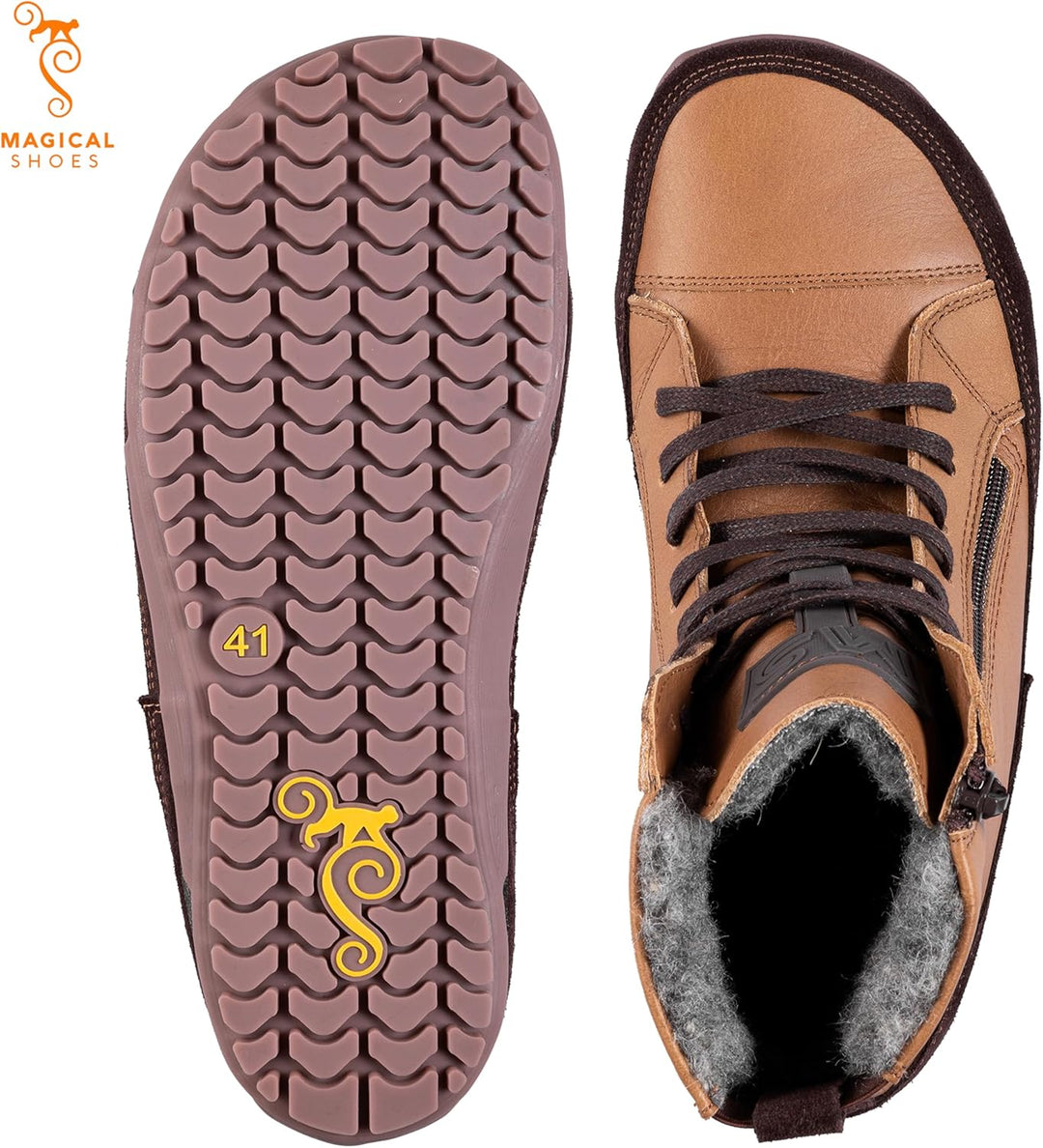 Magical Shoes Barfussschuhe gefüttert für Damen & Herren, Schnürstiefel, Stiefel Winter, minimalisti