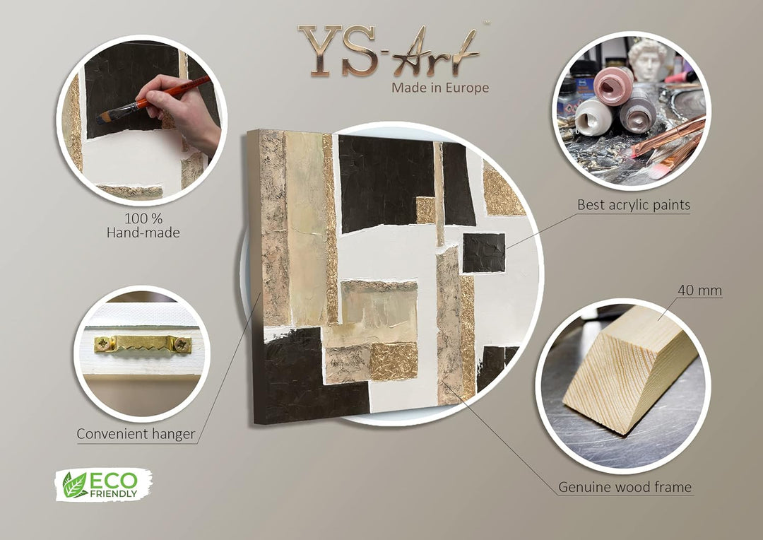 YS-Art Abstrakt Acryl Gemälde auf Leinwand Charakter handgemalt Wandbilder Wohnzimmer modern Wohndek