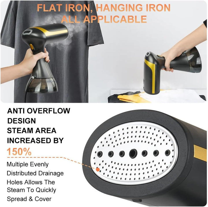 HOTUT Tragbarer Dampfglätter,1500W Dampfbürste,Steamer Dampfglätter mit 300 ml Wassertank,Hand-Dampf