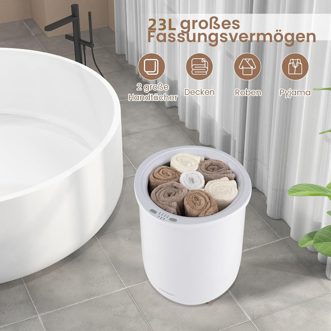 RELAX4LIFE Handtuchwärmer 23L Elektrische Handtuchheizung Stehend Heizkorb mit 4 Timer-Einstellungen