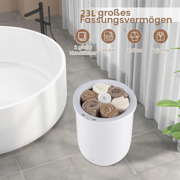 RELAX4LIFE Handtuchwärmer 23L Elektrische Handtuchheizung Stehend Heizkorb mit 4 Timer-Einstellungen