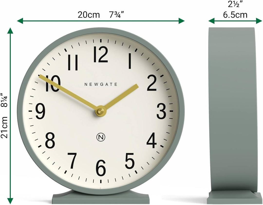 NEWGATE® Q Kaminsims Uhr | Moderne Klassische runde kaminuhr | Spargel grün | Zeitgenössischer Stil