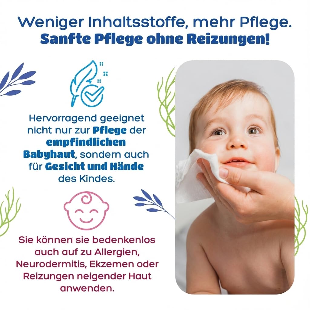 Baby Feuchttücher 99,9% Wasser - Kindii Water Care - 100% Viskose Wasserbasis Wipes 100% Biologisch
