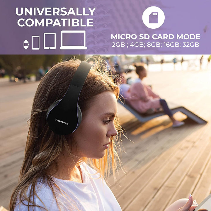 PowerLocus Bluetooth Kopfhörer Over Ear, Kabellose Kopfhörer, HiFi Stereo, Faltbare Kopfhörer mit Mi