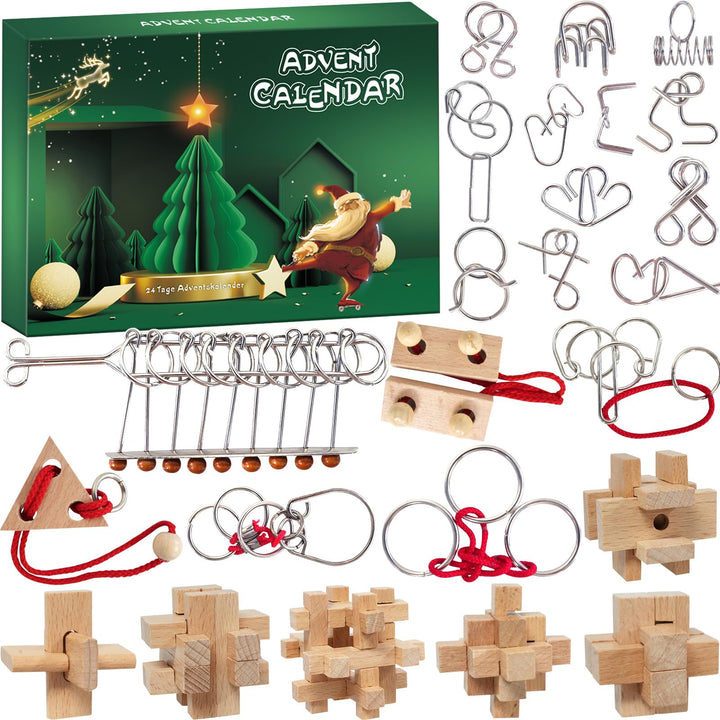 Adventskalender 2025 Knobelspiele für Kinder & Erwachsene-24 Tage von Weihnachtskalender Geschenke m