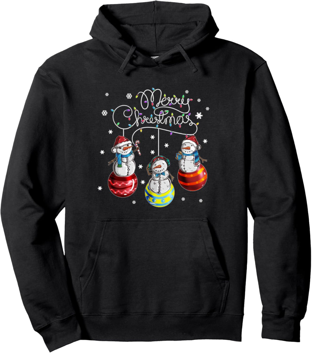 Merry Christmas Weihnachtkugel Motiv Festtage Schneemann Pullover Hoodie