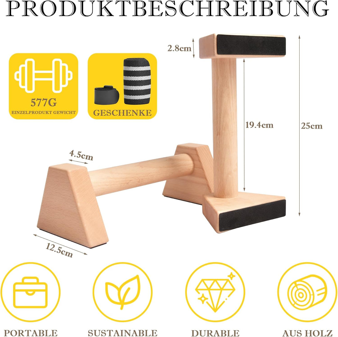 Liegestützgriffe 2 Push Up Bars Holz Parallettes gelenkschonende Liegestützgriffe Calisthenics Equip