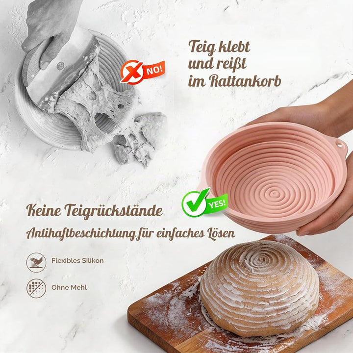 24 Stück Sauerteig Starter Set,Klappbare Brotbackset mit 23cm Rund,25cm Oval Silikon Gärkörbchen,Bro
