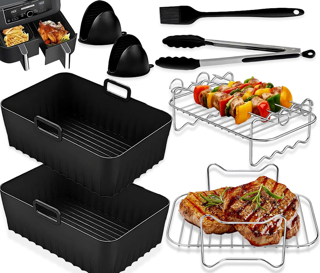Heissluftfritteuse Zubehör für Ninja-8 Stück Airfryer Zubehör für Ninja Foodi Max Dual Zone AF400EU/
