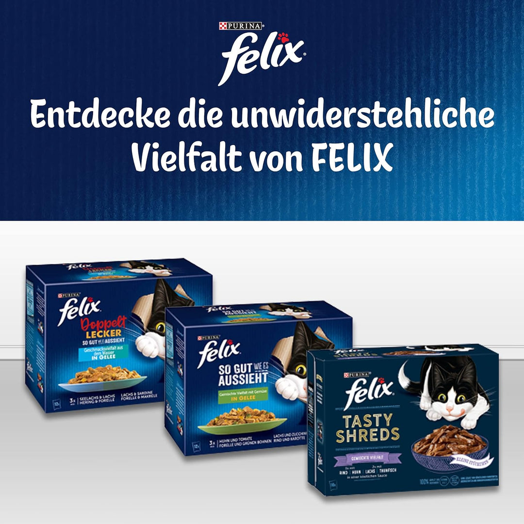 FELIX So gut wie es aussieht Senior Katzenfutter nass in Gelee, Sorten-Mix, 120er Pack (120 x 85g) S