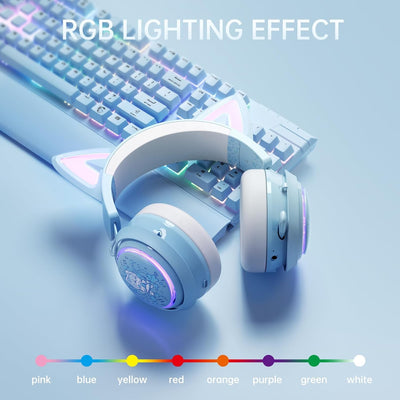 Somic Cat Ear Kopfhörer, 2.4G/Bluetooth Wireless Gaming Headset für PS5, PS4, PC mit RGB Lichtern un